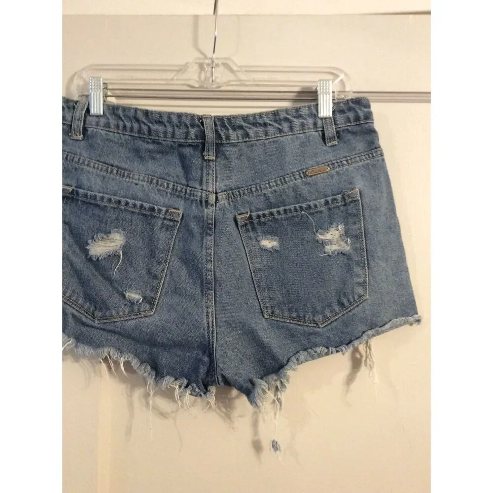 KanCan Distressed Destroyed Shorts Womens Size Large L High Rise